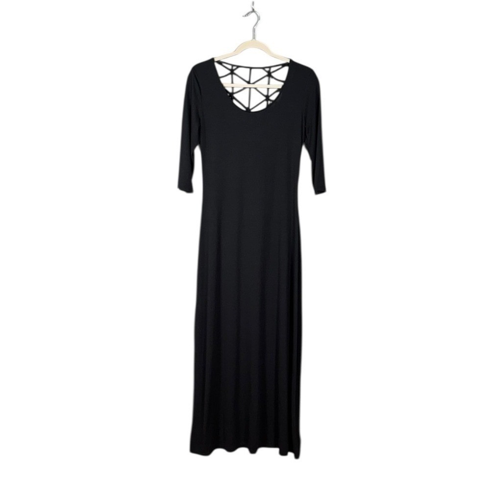 Womens Maxi Black Dress Size Small Resort Minimalist Clean Girl Capsule Staple - Picture 3 of 7